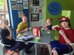 enjoying eCreamery ice cream in Omaha on our last day of school