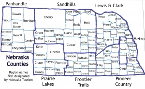 Nebraska Regions according to Nebraska Tourism 2013